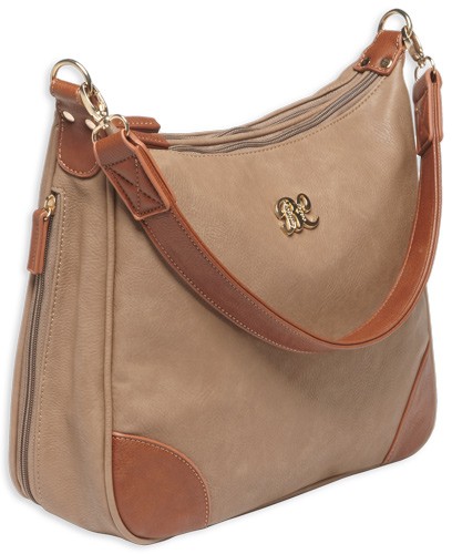 BULLDOG CONCEALED CARRY PURSE - HOBO STYLE TAUPE W/TAN TRIM