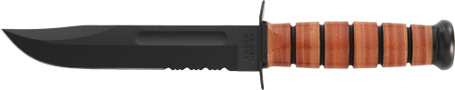 KA-BAR FIGHTING/UTILITY KNIFE - 7" SRRTD W/LEATHER SHEATH USMC - Image 2