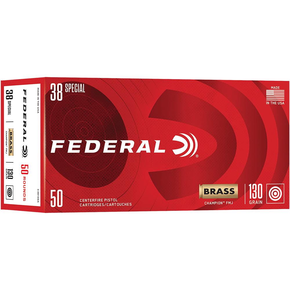 Federal Champion Handgun Ammunition .38 Spl 130gr FMJ 890 fps 50/ct