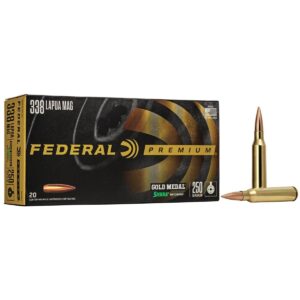 Federal Premium Gold Medal Rifle Sierra MatchKing Ammunition .338 Lapua Mag 250 gr BTHP 2950 fps - 20/ct