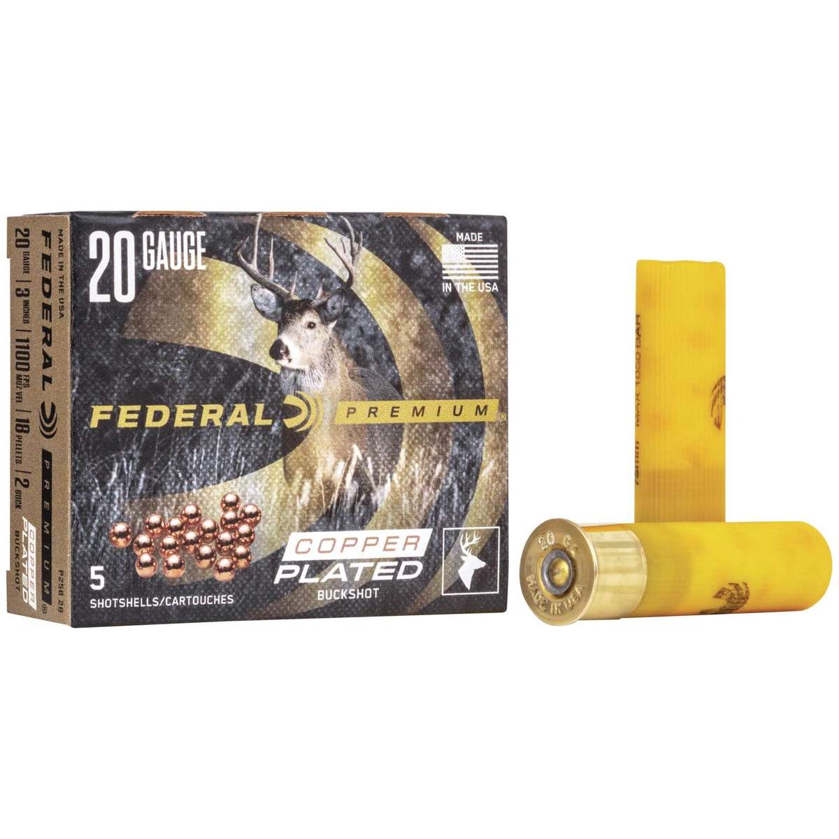 Federal Premium Vital-Shok 20 ga 3" MAX 18 plts #2B 1100 fps - 5/box