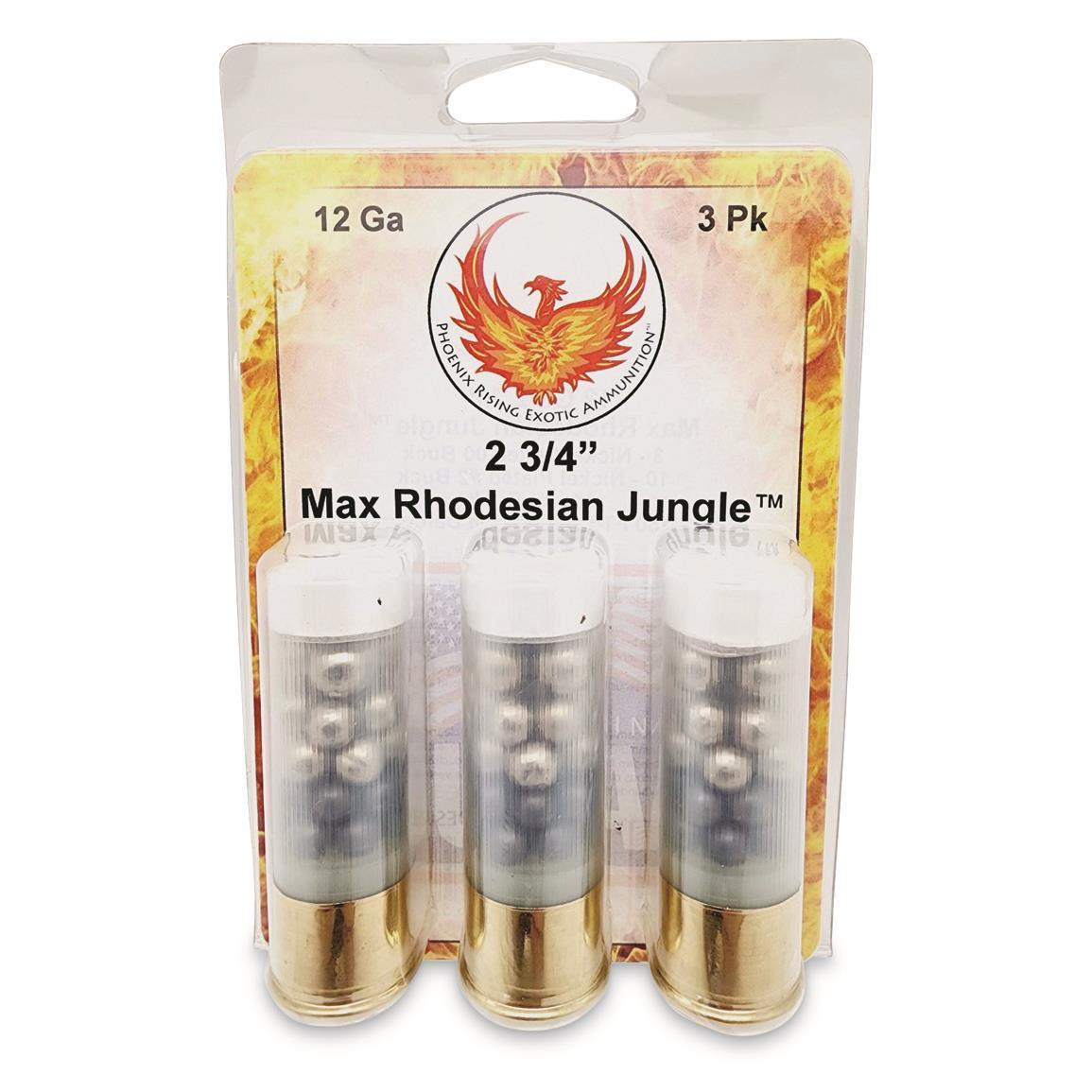 Reaper Defense Exotic Ammo Rhodesian Jungle Shotshells 12 ga 2-3/4" 1150 fps #4/#2/00 3/ct
