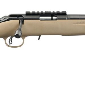 RUGER AMERICAN RIMFIRE 22 WMR 16IN THREADED BARREL 15RD SATIN BLUE/FDE MARKSMAN ADJ TRIGGER NO SIGHTS SCOPE RAIL  WITH STANDARD LENGTH OF PULL MODULE 8370