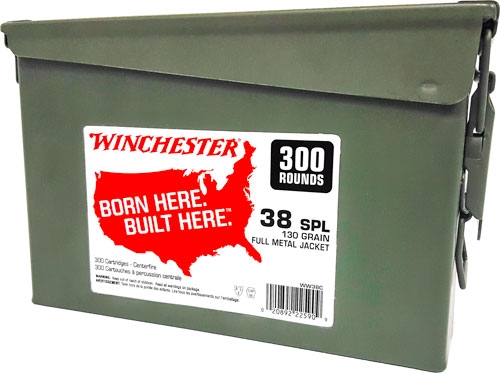 WINCHESTER 38 SPECIAL 130GR - FMJ-RN CASE OF (2) 300RD CANS
