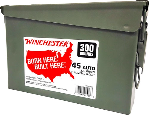 WINCHESTER 45 ACP 230GR FMJ-RN - CASE OF (2) 300RD CANS