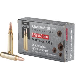 PPU Rangemaster Handgun Ammunition 5.56x45 55 gr FMJBT 3240 fps 20/ct