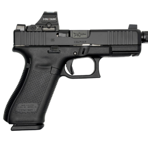 GLOCK 45V SHARK PUPPY BLACK 9MM THREADED BARREL 17RD SAVIOR BAG HOLOSUN 407C OPTIC NO SUPPRESSOR PV4550203SPFDE-NS