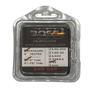 BOSS .46 CAL END CAP FOR 1.5IN BOSS SILENCER MODELS ONLY  STAINLESS  END CAP STANDARD BLACK EC-150-460-SS-SE-BLK