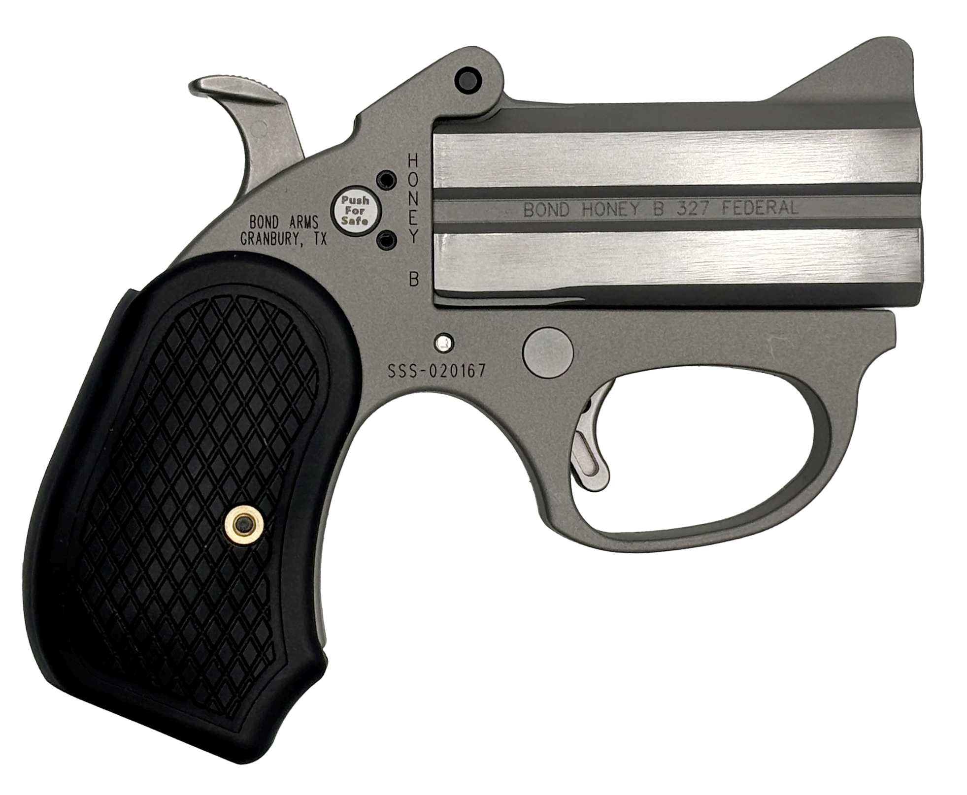 BOND HONEY-B (STINGER SERIES) THIN STAINLESS STEEL FRAME 327FED 3IN BARREL 2RD SILVER THE ROUGH SERIES FINISH B6 EXTENDED GRIPS BAHB - 327 FED