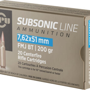 PPU SUBSONIC 7.62X51 200GR - FMJ-BT 20RD 10BX/CS