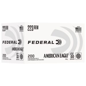 Federal American Eagle Rifle Ammunition .223 Rem 55gr FMJ 3240 fps 200/ct