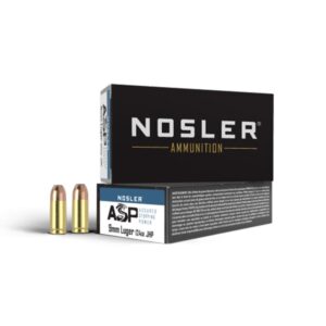 Nosler ASP Handgun Ammunition 9mm Luger 124 gr JHP 1150 fps 50/ct