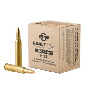 PPU RangeLine Rifle Ammunition 5.56X45 NATO 55gr FMJBT 3240 fps 20/rd
