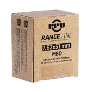 PPU RangeLine Rifle Ammunition 7.62X51 NATO 145gr FMJ 20/rd