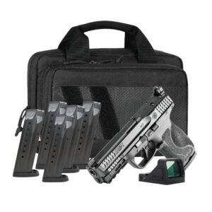 S&W M&P 9 Full Size M2.0 Optic Ready Handgun Bundle 9mm Luger 17rd Magazine(6) 4.22" Barrel No Thumb Safety Black RFX11 Green Dot Savior Bag