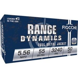 Fiocchi Range Dynamics Rifle Ammunition 5.56X45 NATO 55 gr FMJ 3240 fps 50/ct
